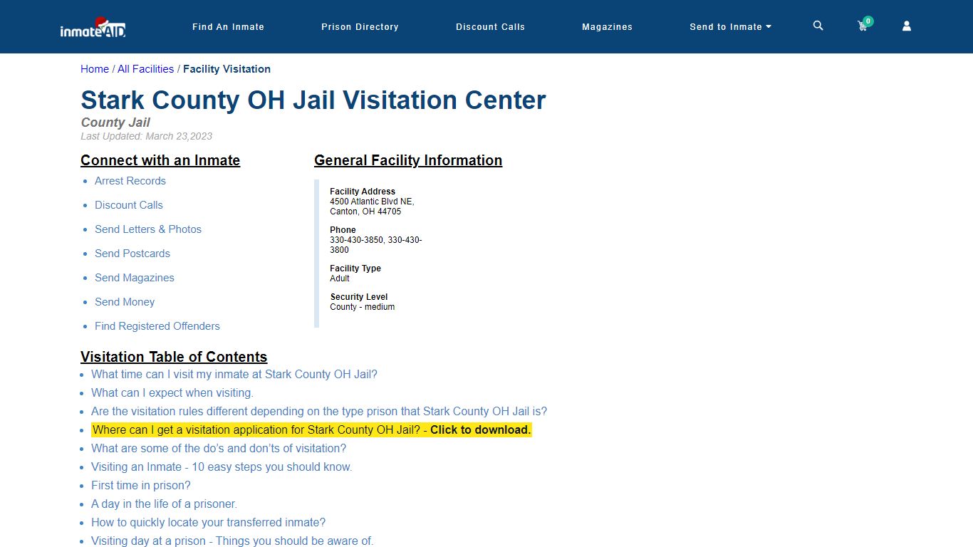 Stark County OH Jail | Visitation, dress code & visiting hours - InmateAid
