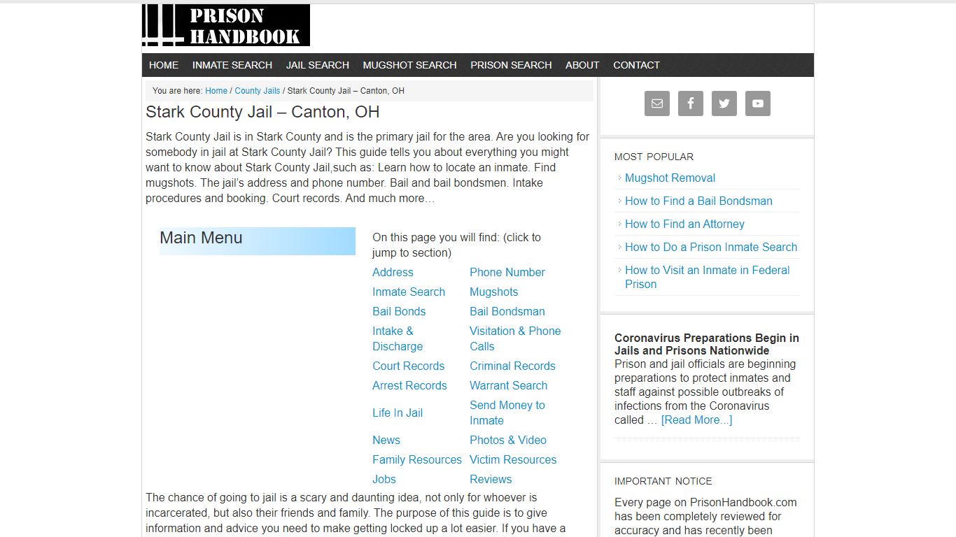 Stark County Jail – Canton, OH - Prison Handbook